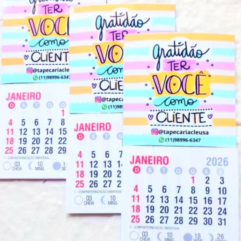 50 Mini Calendários 2026