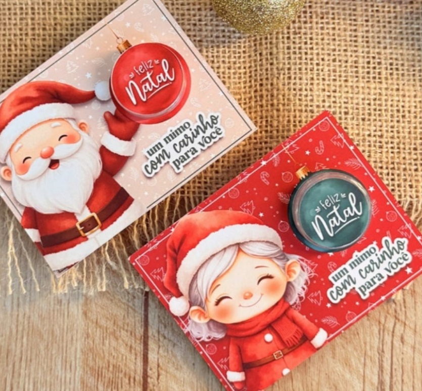 20 Card com mini potinho com creme (Lembrança Natal)