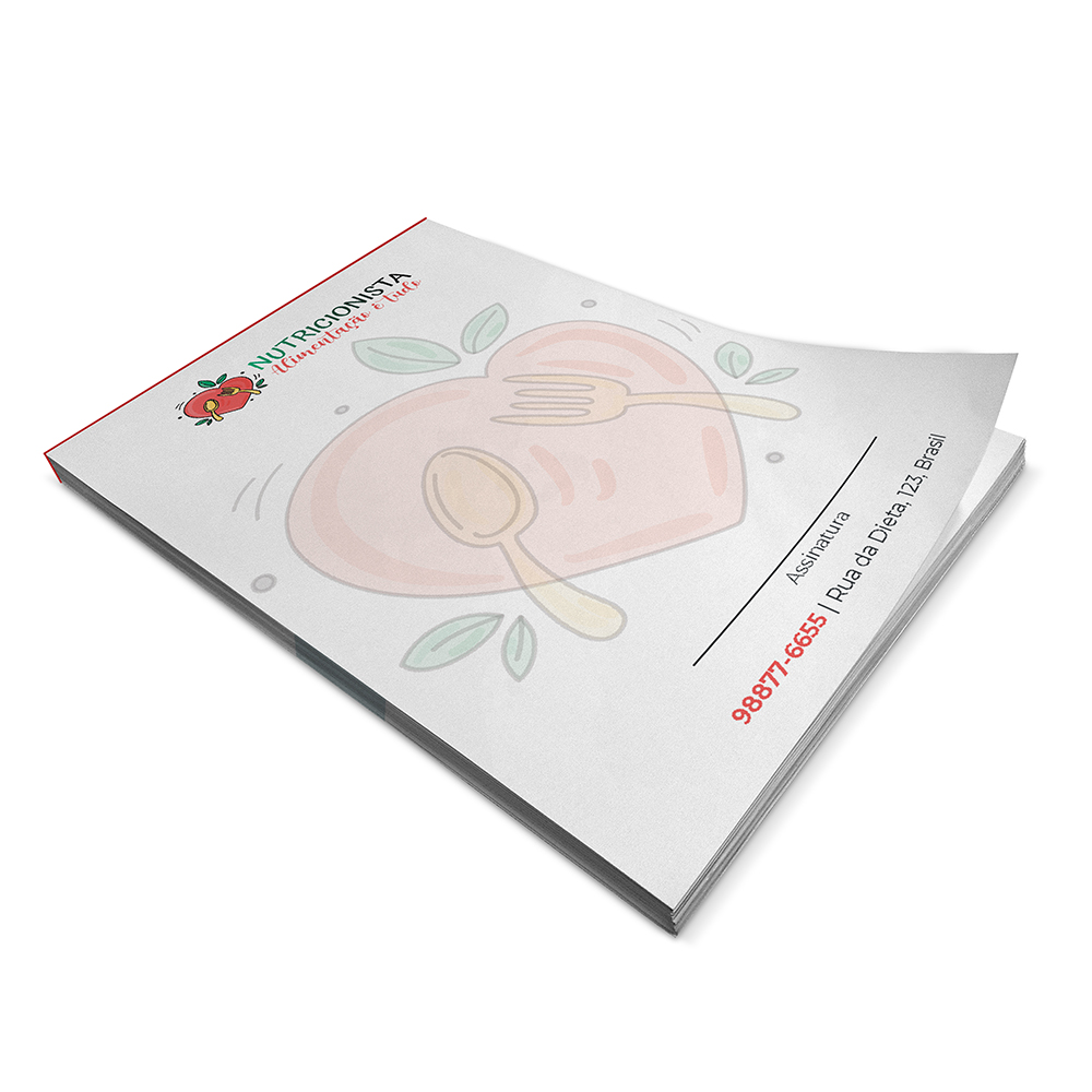 Receituário A5, Papel offset 75gr, 50 folhas, colorido