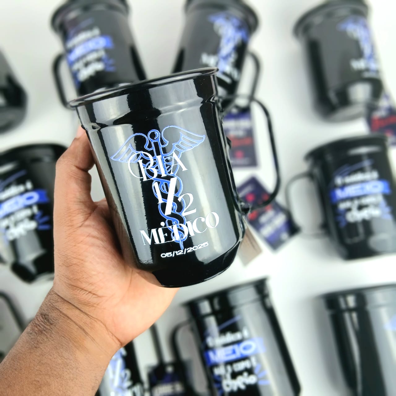 10 Canecas Alumínio Preta 600ml Personalizadas - Imagem 2